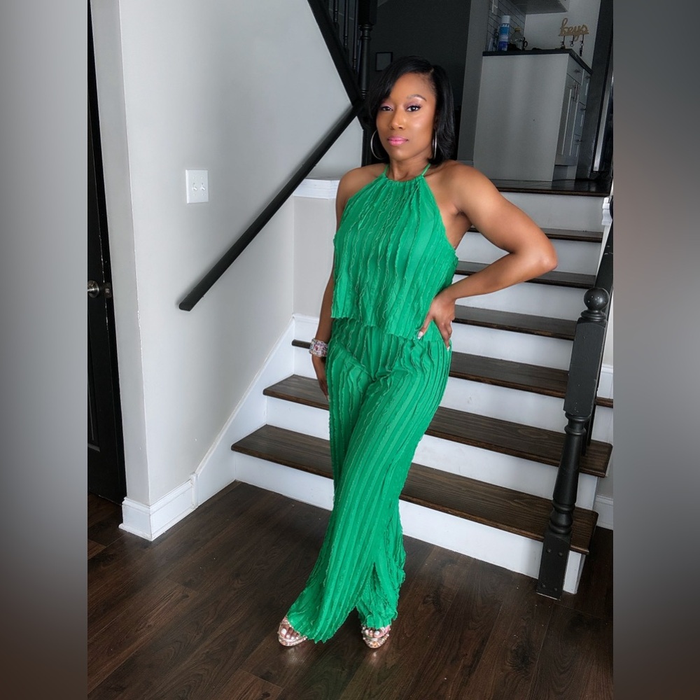 Green sheer pants set